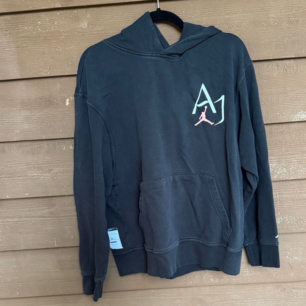Jordan Black Hoodie with Multicolor Air Logo Mens size medium
